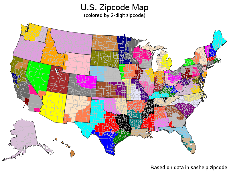 U S Zipcode Map.