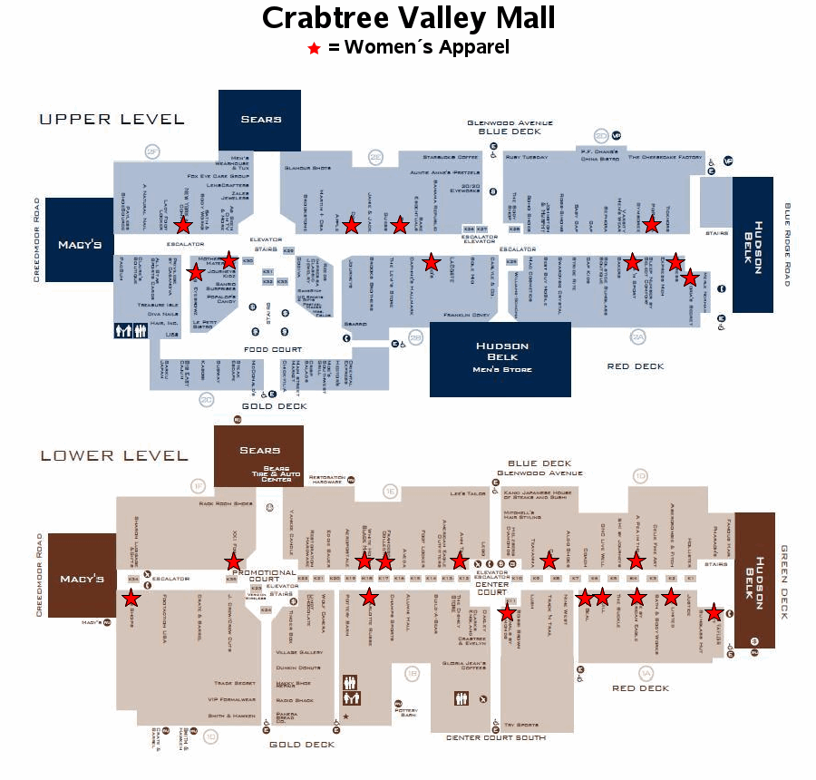 Virtual Crabtree Valley Mall map (SAS 