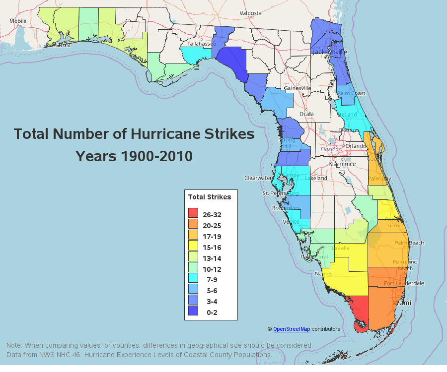 Florida Hurricane Strikes 1900 2010 