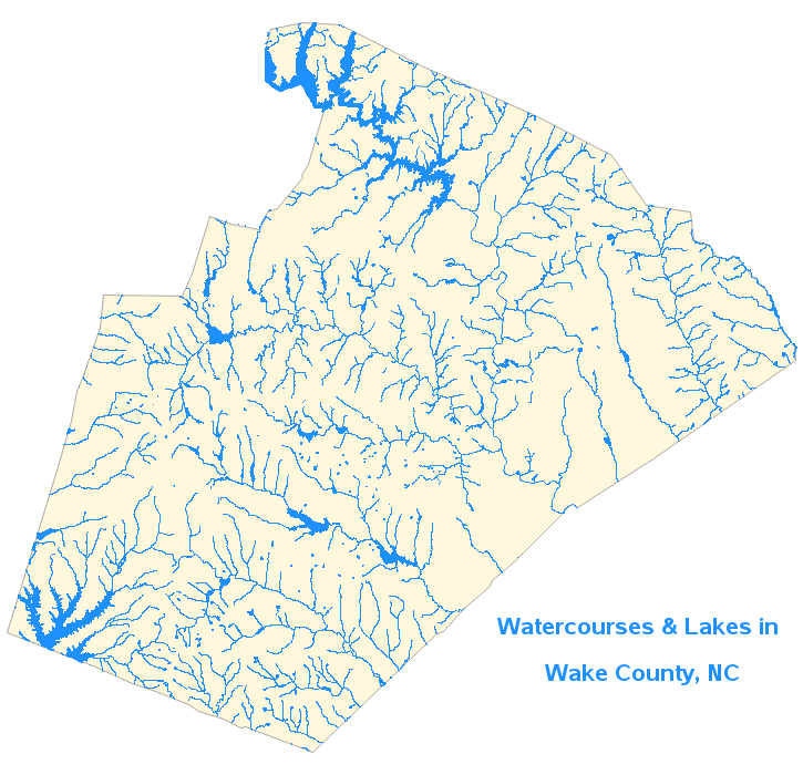 Wake County Nc Watercourses Lakes