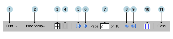 Print Preview dialog box tool bar