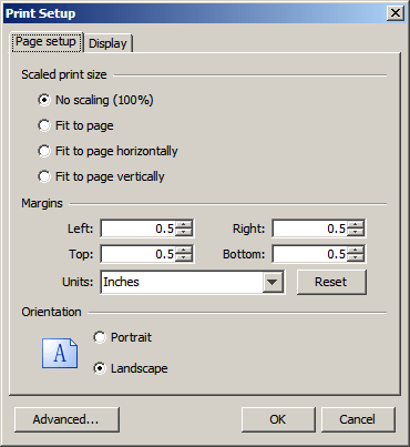 The Print Setup Dialog Box
