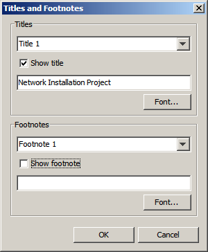 Titles and Footnotes Dialog Box