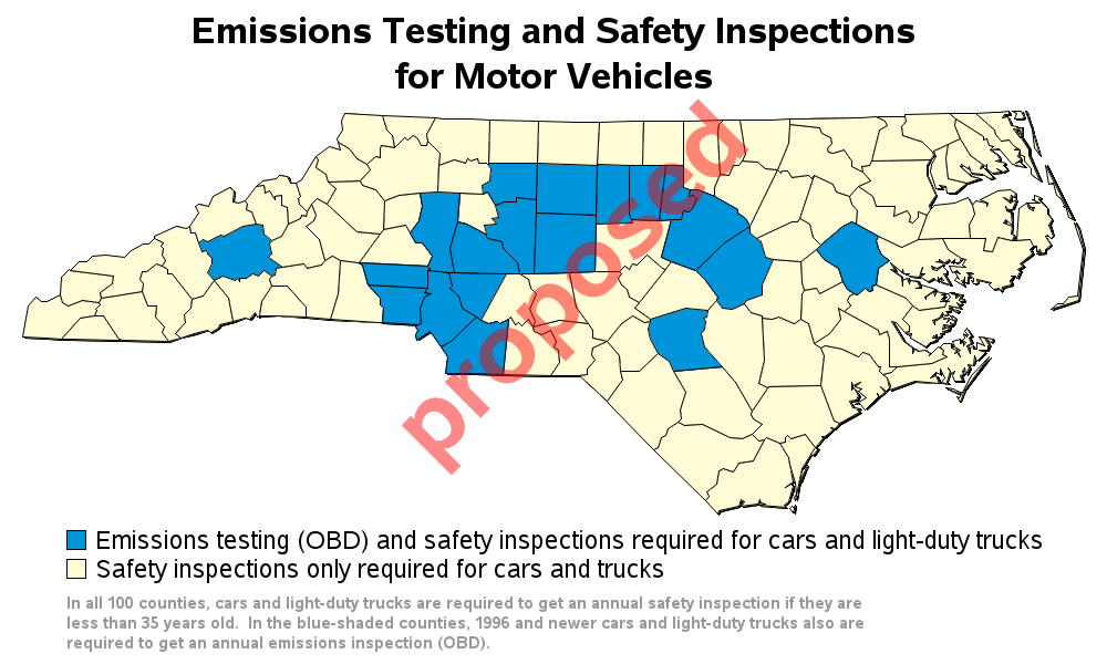 North Carolina Vehicle Inspections Map