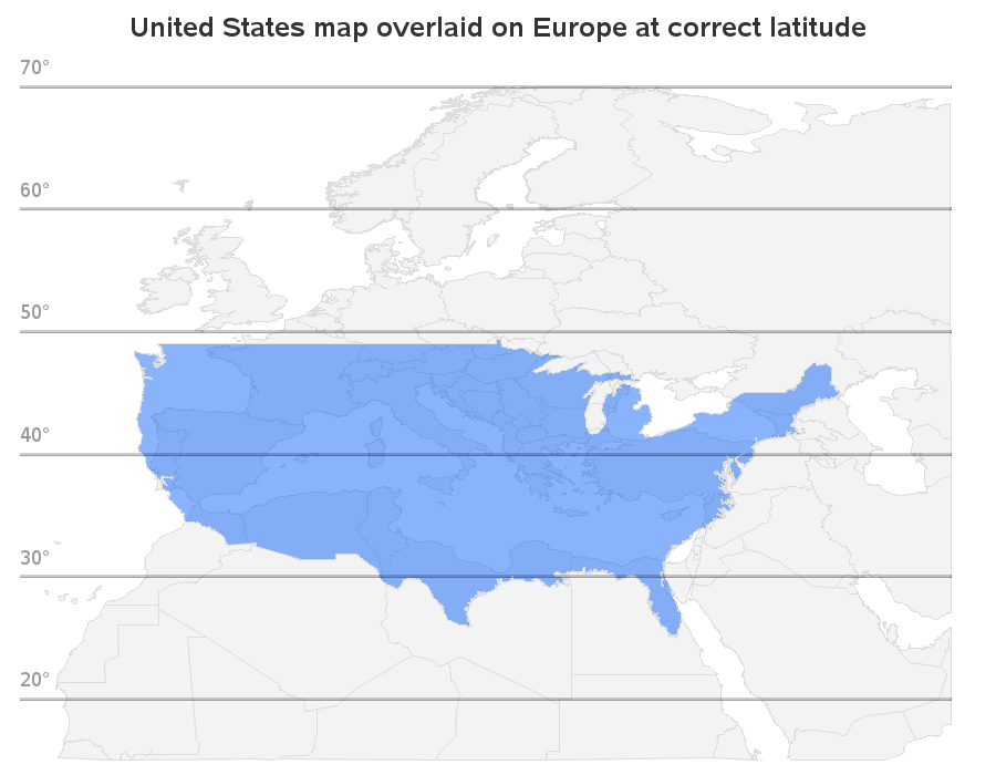 US and Europe maps, overlaid