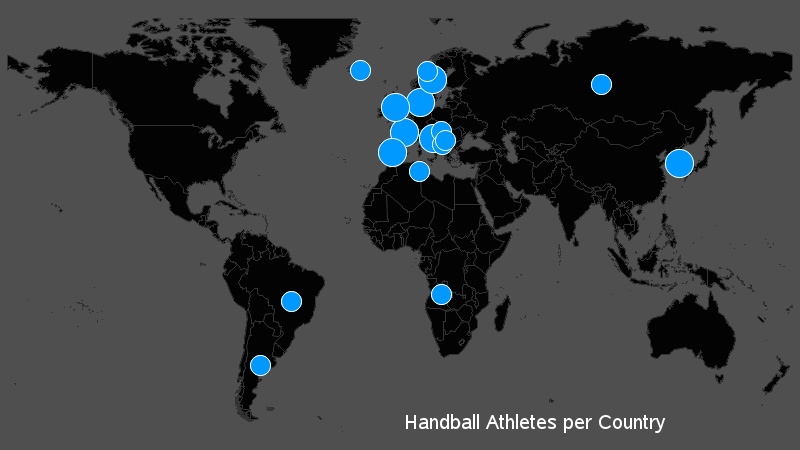 Handball Map Handball Athletes per Country (2012)